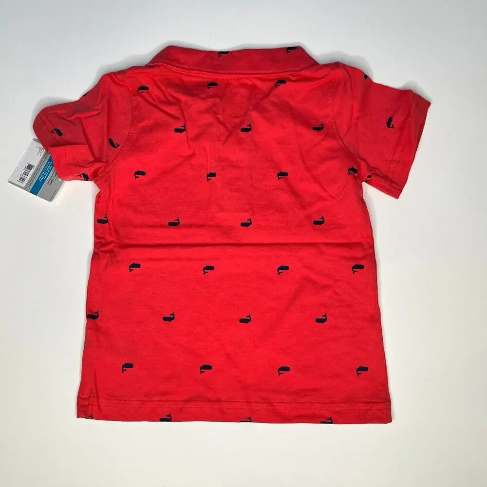 Carter's Outfit Whale Polo Striped Nautical 2 Piece Shorts Outfit New 24M
